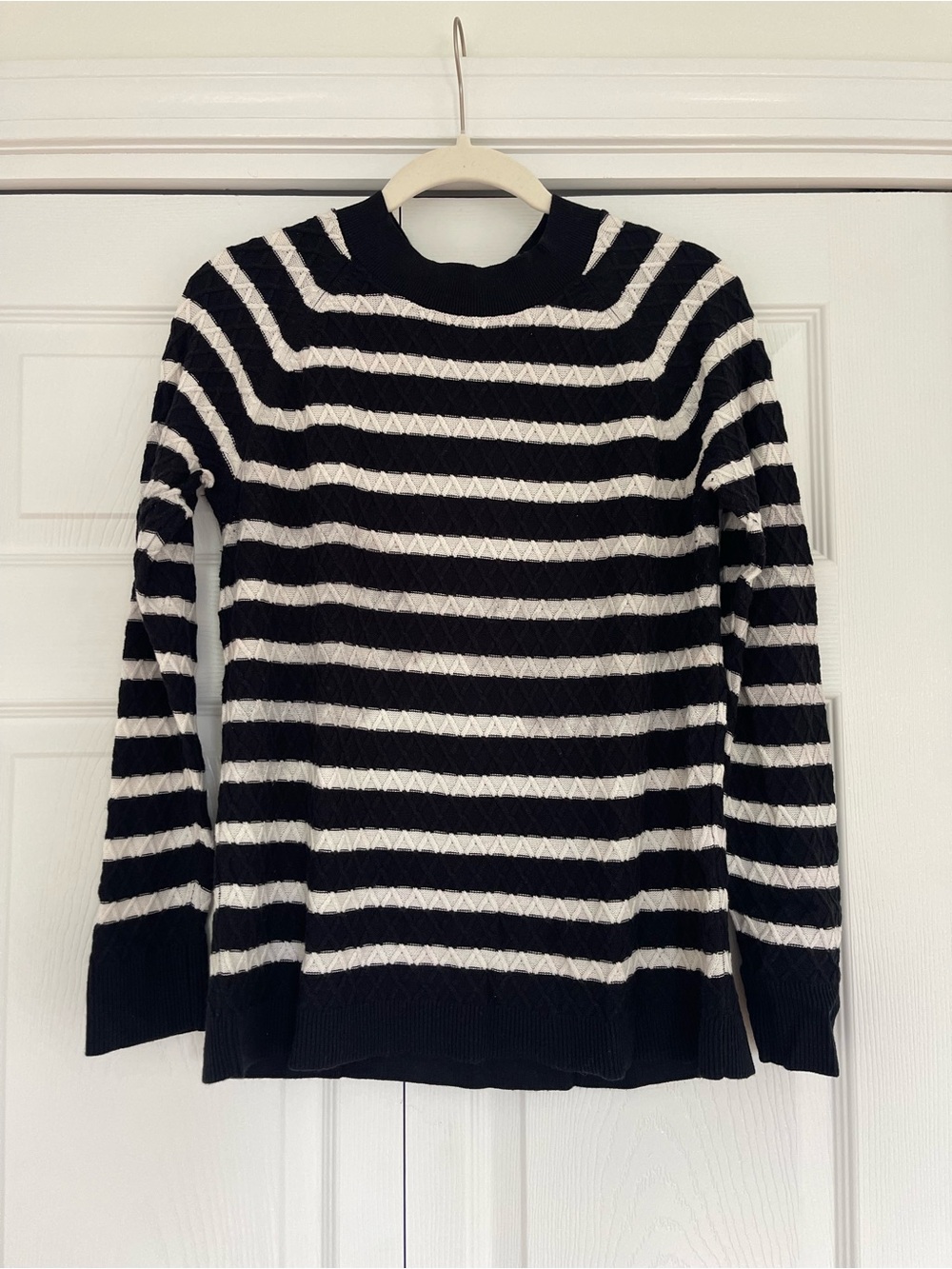 Market & Spruce Black and White Striped Crewneck Sweater